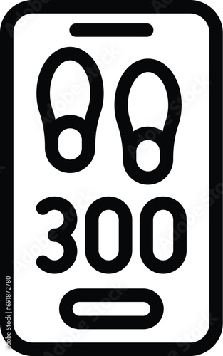 Footstep recording icon outline vector. Walking movement tracking. Calorie consumption energy