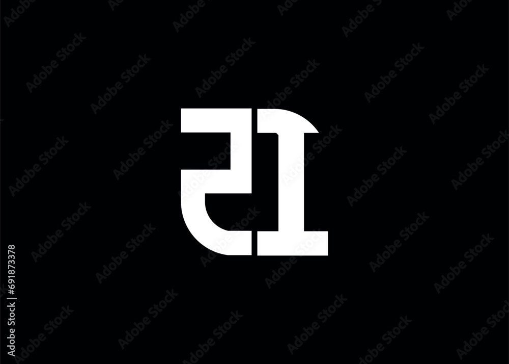 Monogram Letter ZI Logo Design vector template