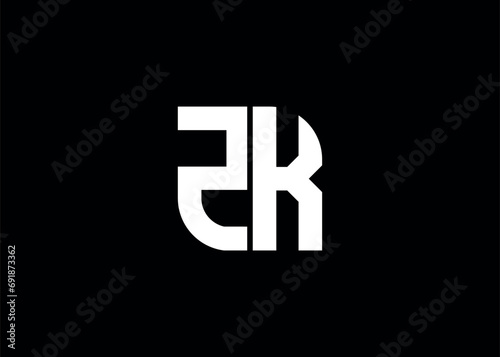 Monogram Letter ZK Logo Design vector template