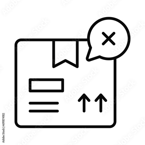 Parcel with cross sign showing concept icon of rejected order