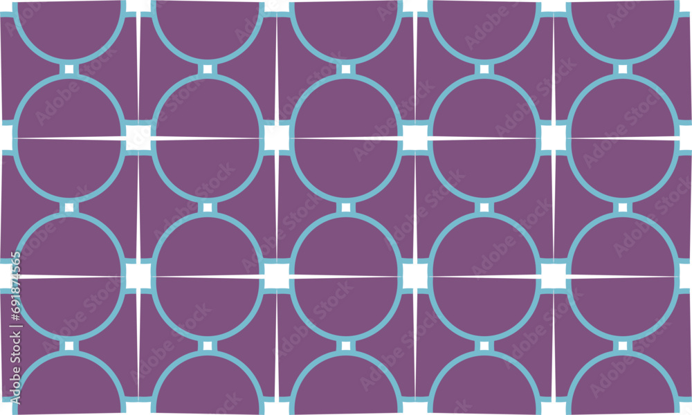 Fototapeta premium pattern with circles, set of purple block and blue line circle seamless patterns arrange on white background design for fabric print or wallpaper or paper package warp 