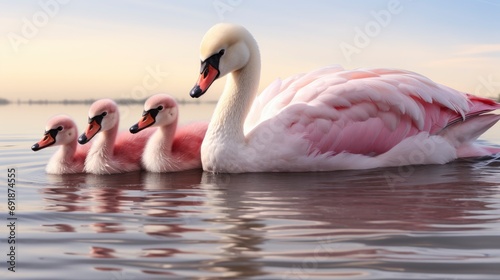 Lovely Swans Family, HD, Background Wallpaper, Desktop Wallpaper photo