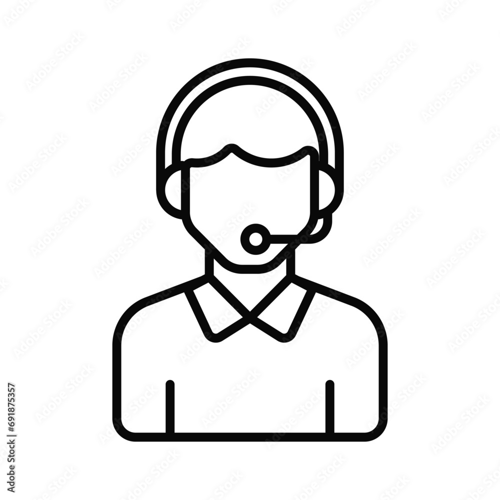 Male avatar wearing headphones with mic showcasing call center icon