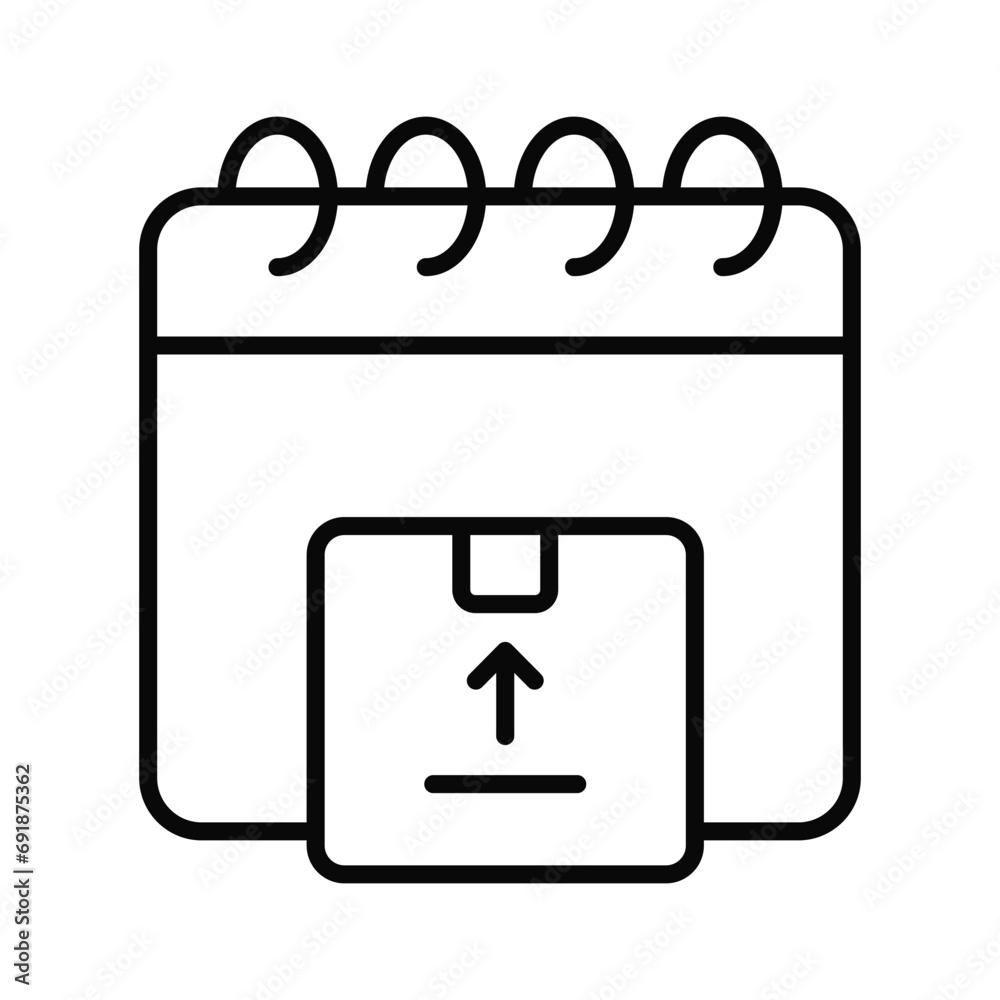 Calendar with package denoting concept icon of parcel date, parcel schedule vector design Calendar with package denoting concept icon of parcel date, parcel schedule vector design