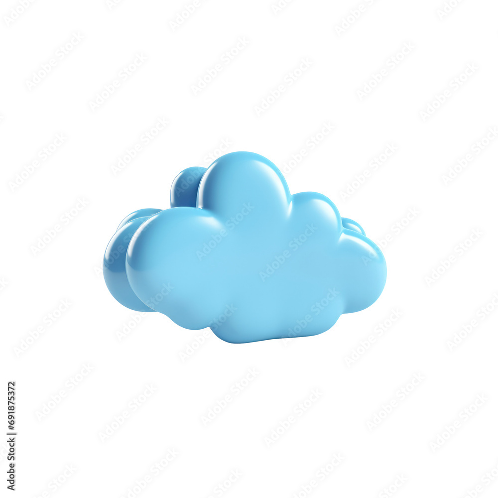 Blue cloud 3D style isolate transparent white background Blue cloud 3D style isolate transparent white background
