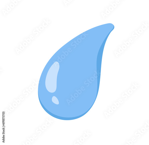 Water drop falling, leaking. Blue aqua blob falls. Wet, rain symbol. Clear pu...