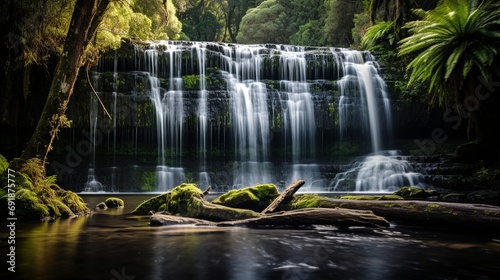 Fototapeta Naklejka Na Ścianę i Meble -  waterfall in the forest generated by AI tool