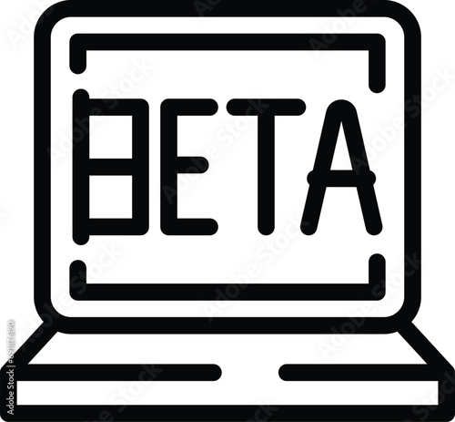 Preview beta version icon outline vector. Debut live version. Release app tester