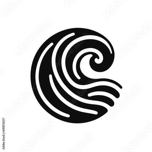 logotype of a wave, black and white, isolated