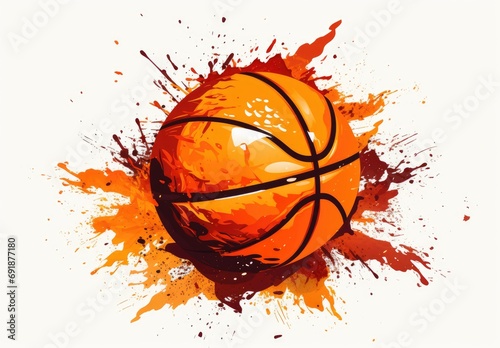 Dynamic Basketball with Grunge Splash Illustration © ArtBoticus