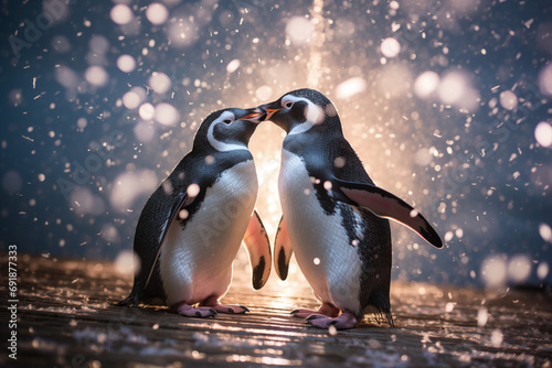 pinguins in snow photo