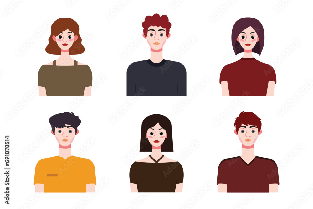Set collection of people avatar design. Characters for social media and networking, website, app design, development, user profile, and user profile icons. Vector illustration. Set collection of people avatar design. Characters for social media and networking, website, app design, development, user profile, and user profile icons. Vector illustration.