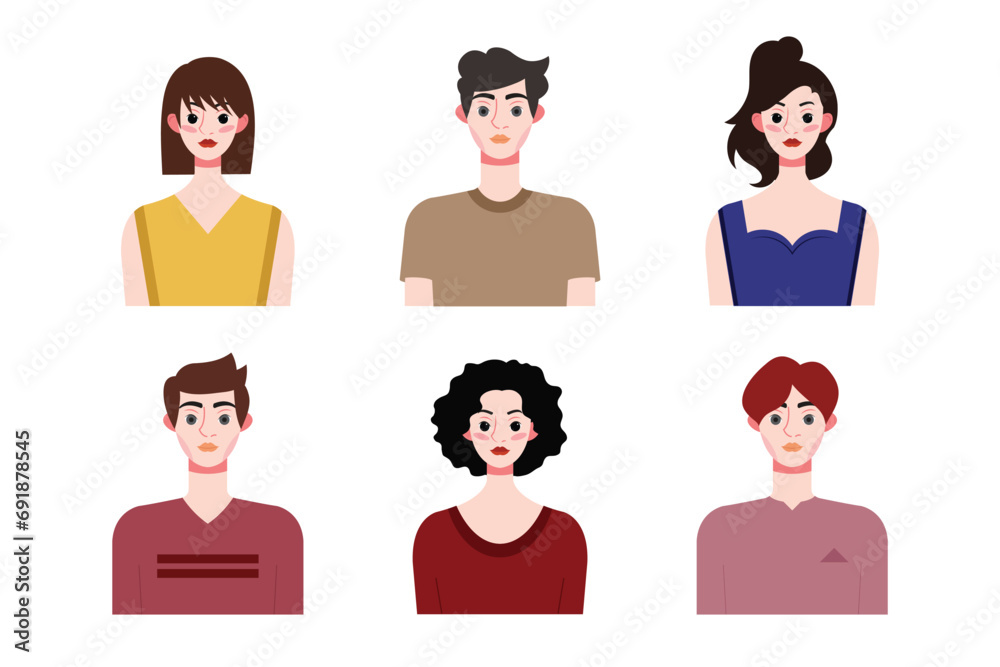 Set collection of people avatar design. Characters for social media and networking, website, app design, development, user profile, and user profile icons. Vector illustration. Set collection of people avatar design. Characters for social media and networking, website, app design, development, user profile, and user profile icons. Vector illustration.