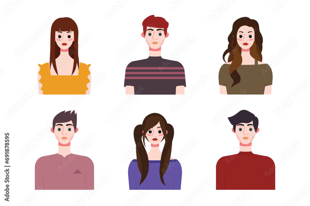 Set collection of people avatar design. Characters for social media and networking, website, app design, development, user profile, and user profile icons. Vector illustration. Set collection of people avatar design. Characters for social media and networking, website, app design, development, user profile, and user profile icons. Vector illustration.