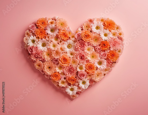 Heart made of flowers. Peach Fuzz. Valentine s Day