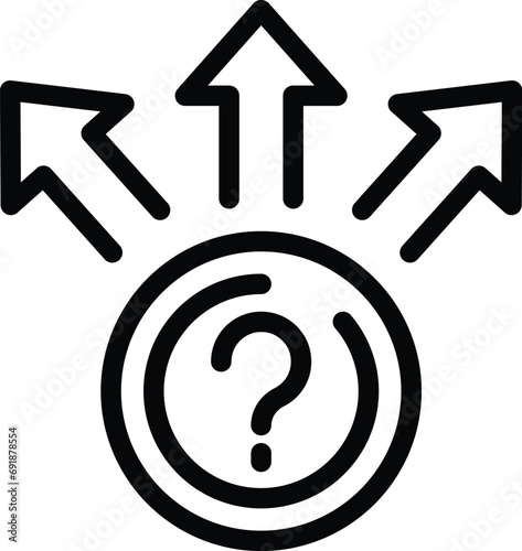 Problem solving options icon outline vector. Choosing effective resolution. Question with multiple answers