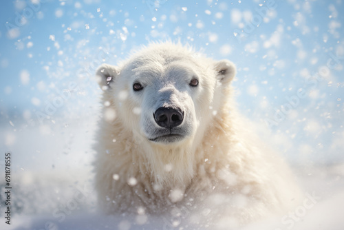 polarbear in snwoing, winter, christmas photo