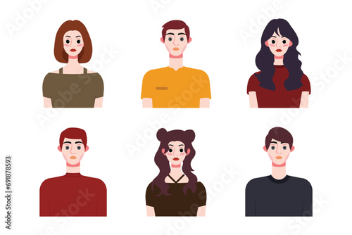 Set collection of people avatar design. Characters for social media and networking, website, app design, development, user profile, and user profile icons. Vector illustration.