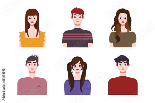 Set collection of people avatar design. Characters for social media and networking, website, app design, development, user profile, and user profile icons. Vector illustration.