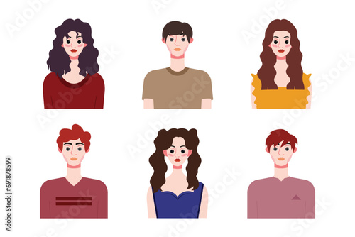 Set collection of people avatar design. Characters for social media and networking, website, app design, development, user profile, and user profile icons. Vector illustration.