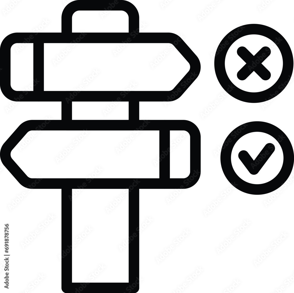 Multiple road sign icon outline vector. Making decision mind. Find the right way Multiple road sign icon outline vector. Making decision mind. Find the right way
