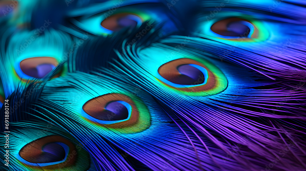 Obraz premium Pea cock tail feather closeup 