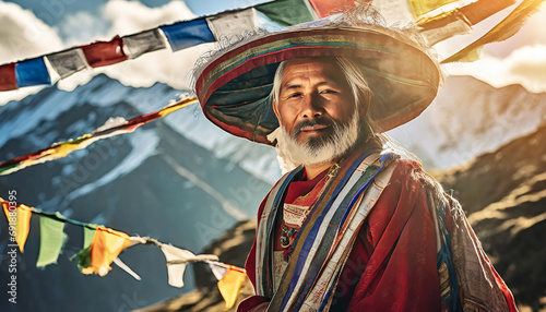 Portrait of a Tebetan resident in national dress photo