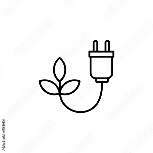 Biomass energy vector line icon illustration