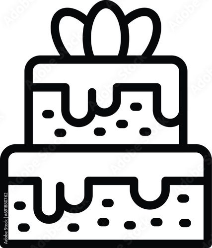 Decorated wedding cake icon outline vector. Chocolate creamy dessert. Bridal ceremony event