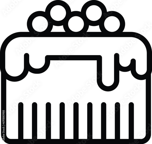 Anniversary wedding cake icon outline vector. Bakery marriage dessert. Couple party celebration