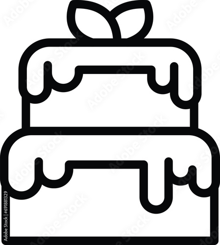 Romantic wedding treat icon outline vector. Bridal sweet cake. Matrimonial delight dessert