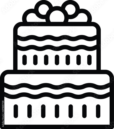 Bridal pastry dessert icon outline vector. Confectionery marriage cake. Nuptial couple ceremony photo