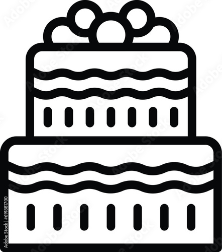 Bridal pastry dessert icon outline vector. Confectionery marriage cake. Nuptial couple ceremony