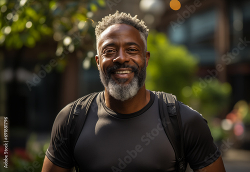 An older black man jogging outdoors