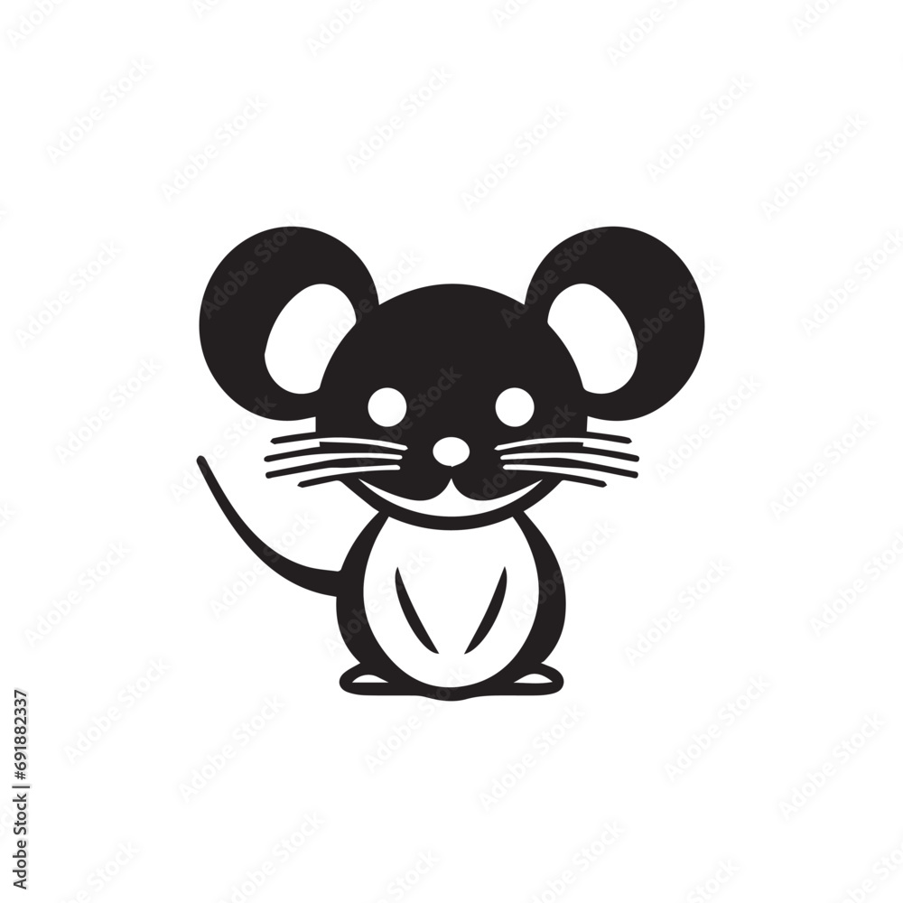 Mouse in cartoon, doodle style. Isolated 2d vector illustration in logo, icon, sketch style, Eps 10, black and white. AI Generative