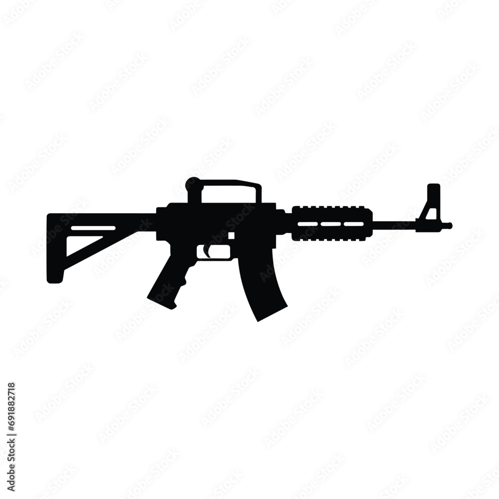 gun isolated on white. military assault weapon, vector EPS 10