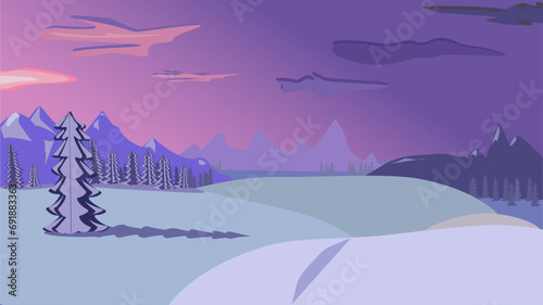 winter landscape with mountains