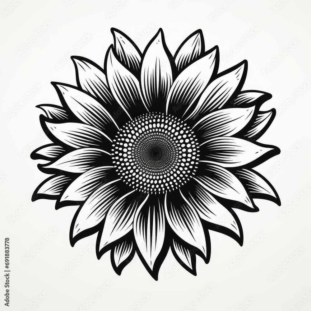 Intricate Sunflower Line Art on a Light Background Intricate Sunflower Line Art on a Light Background
