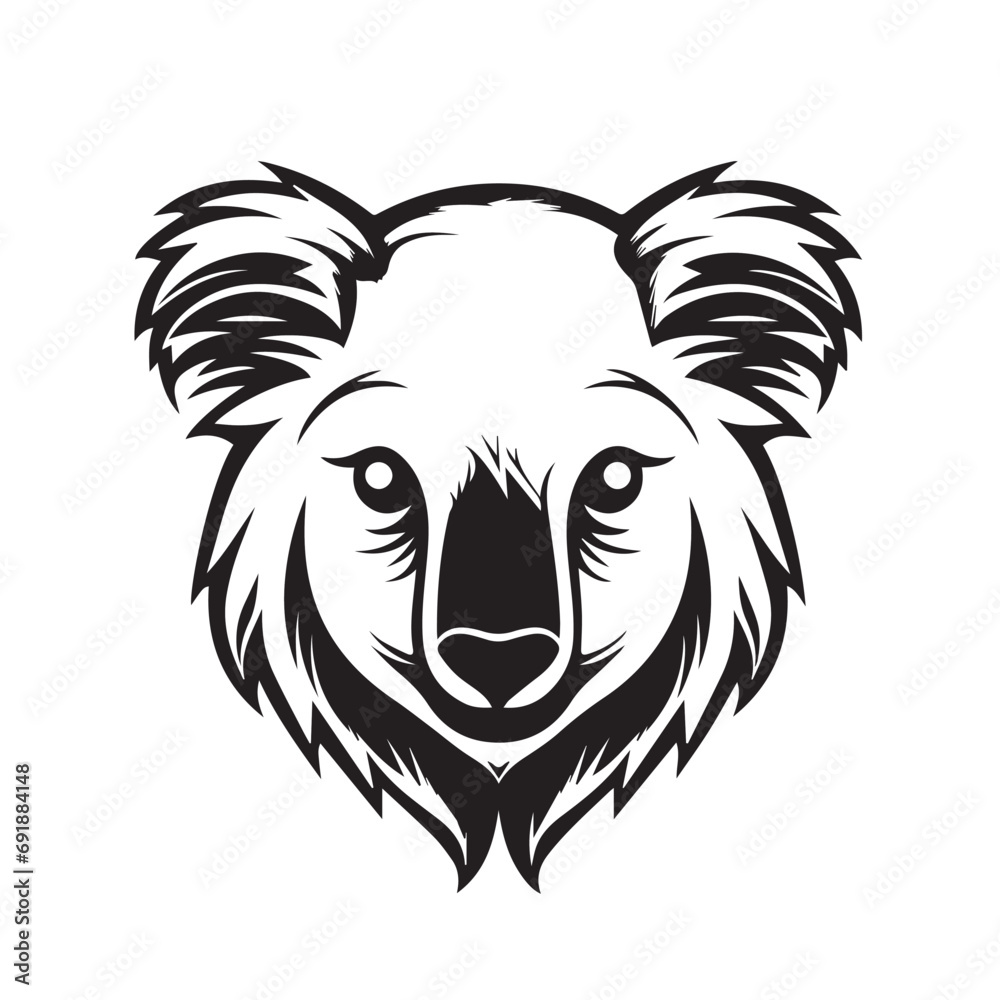 Fototapeta premium Koala in cartoon, doodle style. Isolated 2d vector illustration in logo, icon, sketch style, Eps 10, black and white. AI Generative