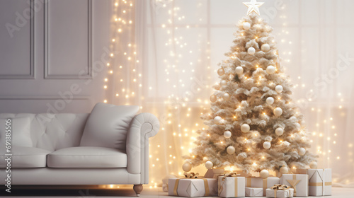White Christmas tree and sofa © Fauzia