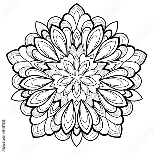 Fototapeta Naklejka Na Ścianę i Meble -  Stylized mandala with floral patterns on a whie isolated background. For coloring book pages.