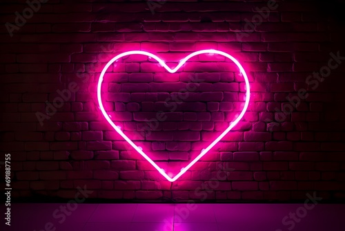Neon heart against brick wall
