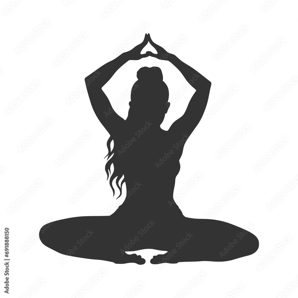Yoga girl silhouette. Vector illustration