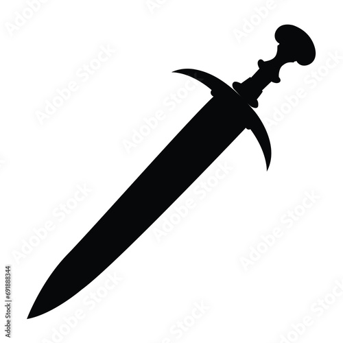 Black flat sword silhouette vector
