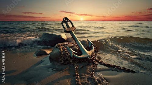 anchor on the beach, Anchor am Meer