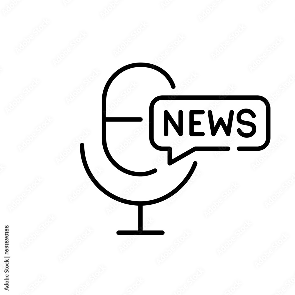 News radio anchor. Pixel perfect, editable stroke icon News radio anchor. Pixel perfect, editable stroke icon