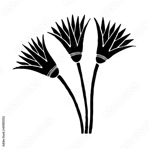 Egyptian floral moti. Flower lotus icon.