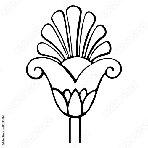 Egyptian floral moti. Flower lotus icon.