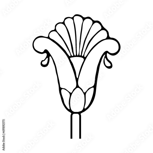 Egyptian floral moti. Flower lotus icon.