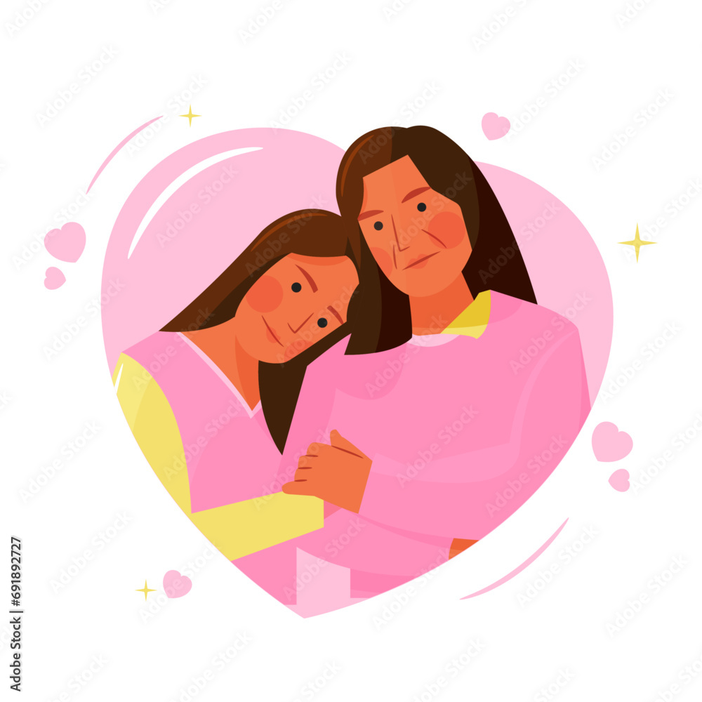 Vector of mother cuddling her daughter Vector of mother cuddling her daughter